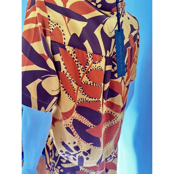 HOUSE OF HARLOW  1960 lounge Satin Leisure Short Set RICH FALL COLORS  sz Small - Picture 3 of 11